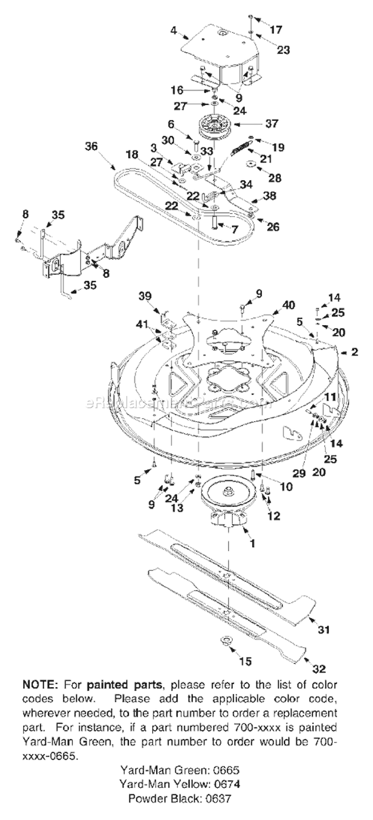 Page B Diagram and Parts List for 13B-325-401 2002 Yard Man Lawn Tractor